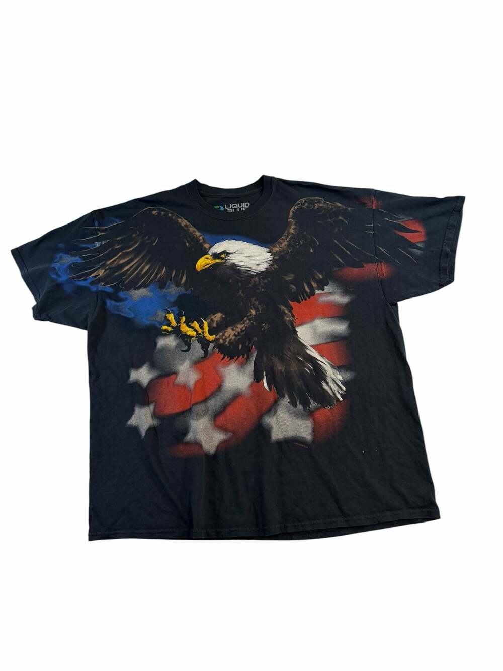 Liquid Blue Bald Eagle American Flag Graphic T-Shirt Size XXL